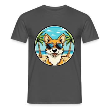 Lunettes de soleil de dessin animé de race de chien chantant de Nouvelle-Guinée - T-shirt homme - charbon - Devant - AI Model Male 178 light (178cm)