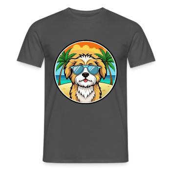 Lhasa Apso Hunderasse Cartoon Sonnenbrille Strand - Männer T-Shirt - Anthrazit - Vorne - AI Model Male 178 light (178cm)