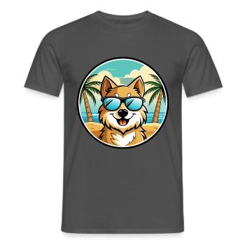 Deutscher Spitz Hund Rasse Cartoon Sonnenbrille Strand - Männer T-Shirt - Anthrazit - Vorne - AI Model Male 178 light (178cm)