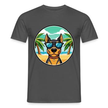 Deutscher Pinscher Hund Rasse Cartoon Sonnenbrille Strand - Männer T-Shirt - Anthrazit - Vorne - AI Model Male 178 light (178cm)