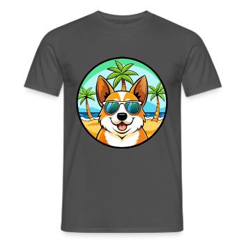 Corgi Hund Rasse Cartoon Sonnenbrille Strand - Männer T-Shirt - Anthrazit - Vorne - AI Model Male 178 light (178cm)