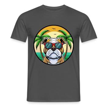 Bulldog Breed Cartoon Lunettes de soleil Beach - T-shirt homme - charbon - Devant - AI Model Male 178 light (178cm)