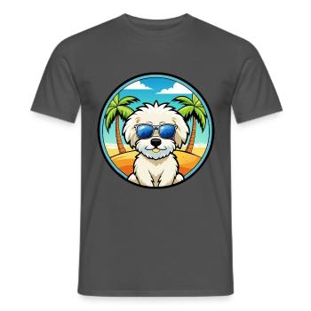 Bichon frisé race de chien dessin animé lunettes de soleil plage - T-shirt homme - charbon - Devant - AI Model Male 178 light (178cm)