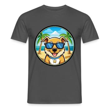 Aidi Hunderasse Cartoon Sonnenbrille Strand - Männer T-Shirt - Anthrazit - Vorne - AI Model Male 178 light (178cm)
