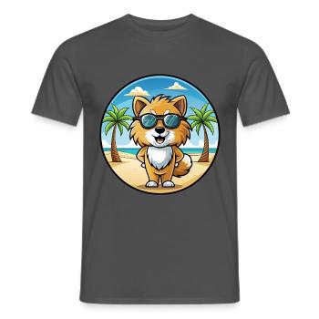 Spielzeug Deutscher Spitz Hund Rasse Cartoon Sonnenbrille Strand - Männer T-Shirt - Anthrazit - Vorne - AI Model Male 178 light (178cm)