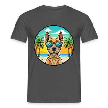 Thai Ridgeback Dog Breed Cartoon Sunglasses Beach - Men's T-Shirt - charcoal grey - Front - AI Model Male 178 light (178cm)