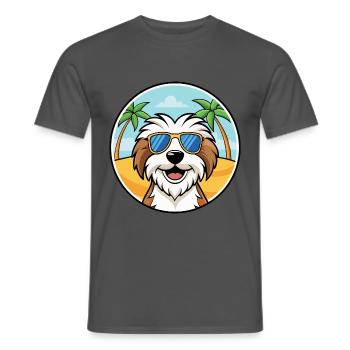 Tibet Terrier Hund Rasse Cartoon Sonnenbrille Strand - Männer T-Shirt - Anthrazit - Vorne - AI Model Male 178 light (178cm)