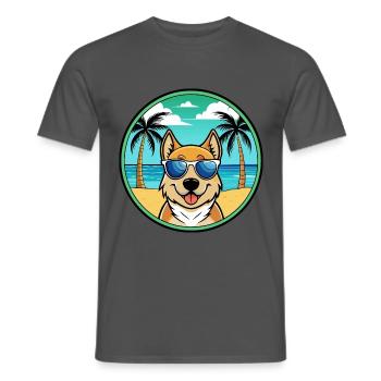 Slovensky Kopov Hunderasse Cartoon Sonnenbrille Strand - Männer T-Shirt - Anthrazit - Vorne - AI Model Male 178 light (178cm)
