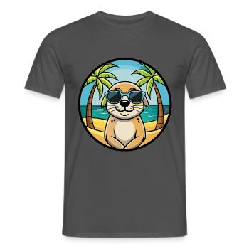 Seskar phoque chien race dessin animé lunettes de soleil plage - T-shirt homme - charbon - Devant - AI Model Male 178 light (178cm)