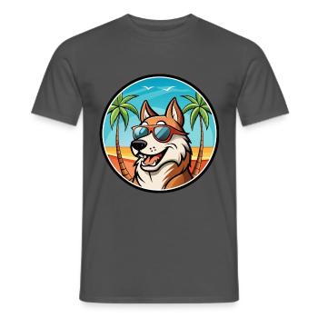 Russischer Jagdhund Rasse Cartoon Sonnenbrille Strand - Männer T-Shirt - Anthrazit - Vorne - AI Model Male 178 light (178cm)
