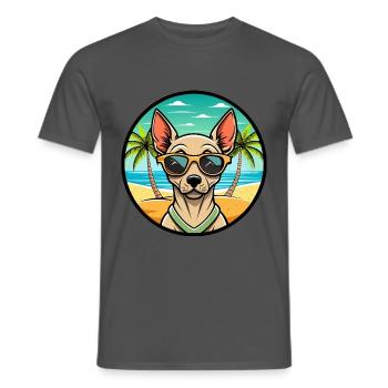 Peruanische haarlose Hunderasse Cartoon Sonnenbrille Strand - Männer T-Shirt - Anthrazit - Vorne - AI Model Male 178 light (178cm)