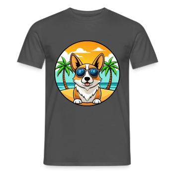 Pembroke Welsh Corgi Hunderasse Cartoon Sonnenbrille - Männer T-Shirt - Anthrazit - Vorne - AI Model Male 178 light (178cm)