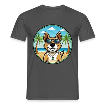 Teddy Roosevelt Terrier Hunderasse Cartoon Strand - Männer T-Shirt - Anthrazit - Vorne - AI Model Male 178 light (178cm)