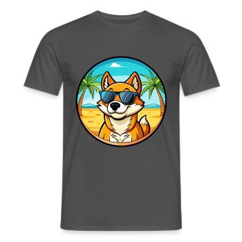 Lunettes de soleil de dessin animé de race de chien chantant de Nouvelle-Guinée - T-shirt homme - charbon - Devant - AI Model Male 178 light (178cm)