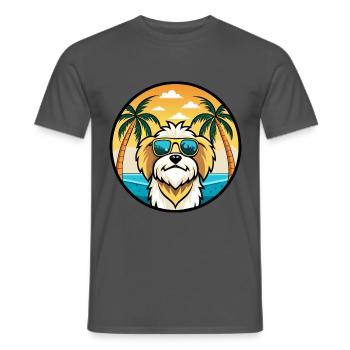 Lhasa Apso Hunderasse Cartoon Sonnenbrille Strand - Männer T-Shirt - Anthrazit - Vorne - AI Model Male 178 light (178cm)
