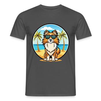 Englischer Schäferhund Hunderasse Cartoon Sonnenbrille Strand - Männer T-Shirt - Anthrazit - Vorne - AI Model Male 178 light (178cm)