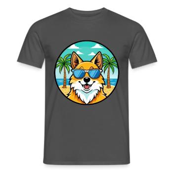 Deutscher Spitz Hund Rasse Cartoon Sonnenbrille Strand - Männer T-Shirt - Anthrazit - Vorne - AI Model Male 178 light (178cm)
