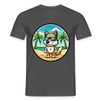 Italienisch Volpino Hund Rasse Cartoon Sonnenbrille Strand - Männer T-Shirt - Anthrazit - Vorne - AI Model Male 178 light (178cm)
