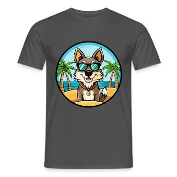 Georgischer Schäferhund Hunderasse Cartoon Sonnenbrille Strand - Männer T-Shirt - Anthrazit - Vorne - AI Model Male 178 light (178cm)