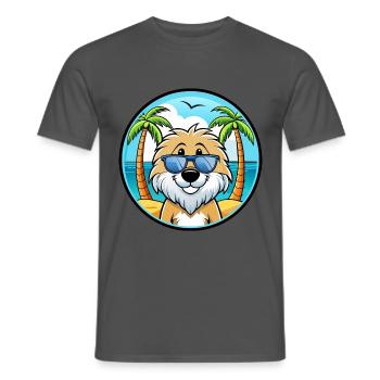 Friesische Wasserhundrasse Cartoon Sonnenbrille Strand - Männer T-Shirt - Anthrazit - Vorne - AI Model Male 178 light (178cm)