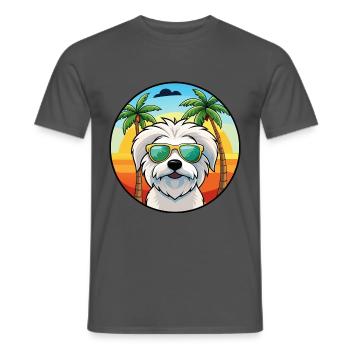 Coton De Tulear Hunderasse Cartoon Sonnenbrille Strand - Männer T-Shirt - Anthrazit - Vorne - AI Model Male 178 light (178cm)