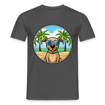 Black Mouth Cur Dog Breed Cartoon Sunglasses Beach - Men's T-Shirt - charcoal grey - Front - AI Model Male 178 light (178cm)