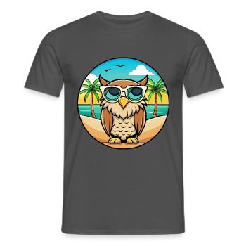 Eule Lustige Cartoon Sommer Strand Sonnenbrille Aufkleber - Männer T-Shirt - Anthrazit - Vorne - AI Model Male 178 light (178cm)