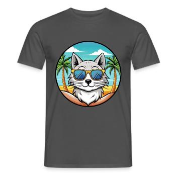 Lunettes de soleil de plage de race de chat angora turc - T-shirt homme - charbon - Devant - AI Model Male 178 light (178cm)