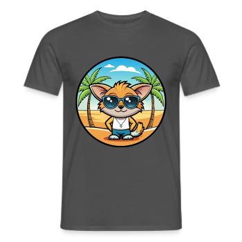 Pixie Bob Katzenrasse Cartoon Sonnenbrille Strand - Männer T-Shirt - Anthrazit - Vorne - AI Model Male 178 light (178cm)
