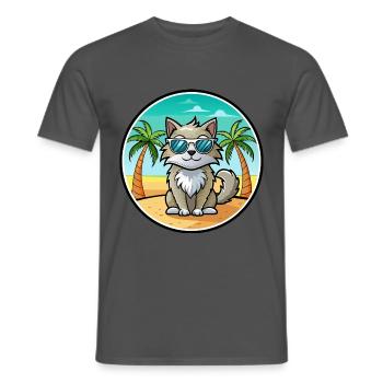 Laperm Cat Breed Cartoon Lunettes de soleil Beach - T-shirt homme - charbon - Devant - AI Model Male 178 light (178cm)