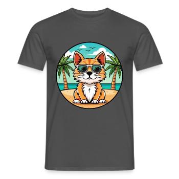 Lunettes de soleil de dessin animé de race de chat à poil long allemand plage - T-shirt homme - charbon - Devant - AI Model Male 178 light (178cm)