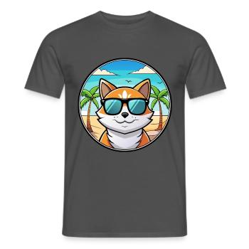 Verdünnte Kattunkatzenrasse Cartoon Sonnenbrille Strand - Männer T-Shirt - Anthrazit - Vorne - AI Model Male 178 light (178cm)