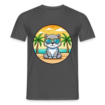 Schottische Falte Katzenrasse Cartoon Sonnenbrille Strand - Männer T-Shirt - Anthrazit - Vorne - AI Model Male 178 light (178cm)