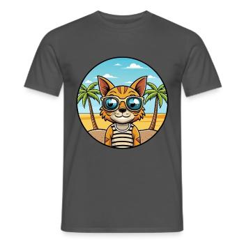 Ocicat Breed Cartoon Sonnenbrille Strand - Männer T-Shirt - Anthrazit - Vorne - AI Model Male 178 light (178cm)