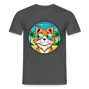 Maine Coon Cat Breed Cartoon Lunettes de soleil Beach - T-shirt homme - charbon - Devant - AI Model Male 178 light (178cm)