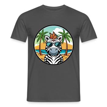 Zebra Lustige Cartoon Sommer Strand Sonnenbrille Cool - Männer T-Shirt - Anthrazit - Vorne - AI Model Male 178 light (178cm)