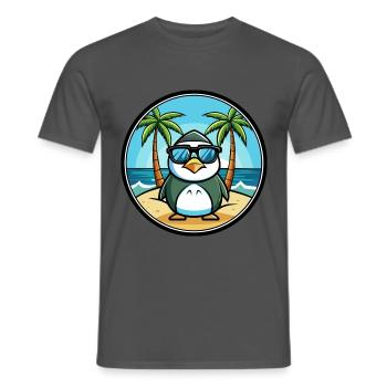Pinguin Lustige Cartoon Sommer Strand Sonnenbrille Cool - Männer T-Shirt - Anthrazit - Vorne - AI Model Male 178 light (178cm)
