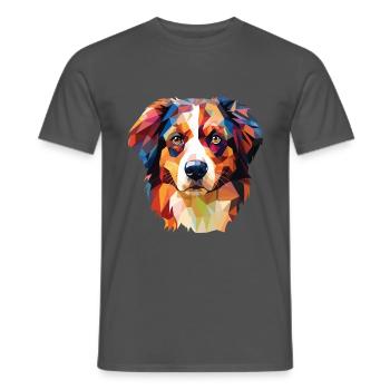 Englischer Schäferhund Rasse Aquarell Illustration - Männer T-Shirt - Anthrazit - Vorne - AI Model Male 178 light (178cm)