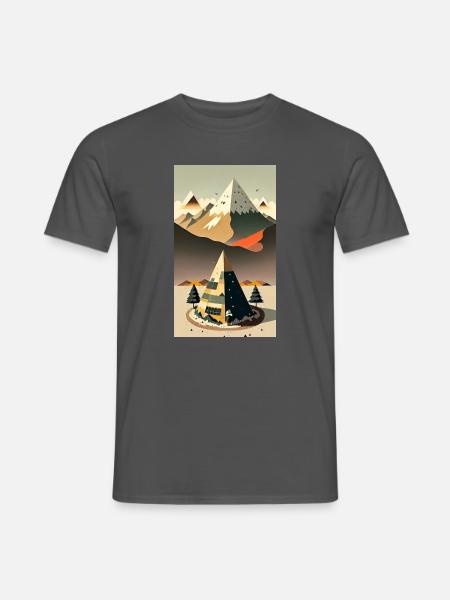Pyramid Mountains und Retro Camp - Männer T-Shirt - Anthrazit