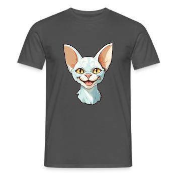Devon Rex Katze Cartoon Aquarell Illustration - Männer T-Shirt - Anthrazit - Vorne - AI Model Male 178 light (178cm)