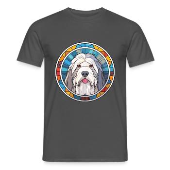 Alter englischer Schäferhund Hunderasse buntes Aquarell - Männer T-Shirt - Anthrazit - Vorne - AI Model Male 178 light (178cm)