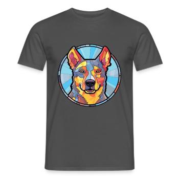 Australische Rinderhundrasse buntes Aquarell - Männer T-Shirt - Anthrazit - Vorne - AI Model Male 178 light (178cm)