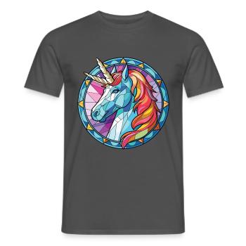 Einhorn-Bunte Aquarell-Tierillustration - Männer T-Shirt - Anthrazit - Vorne - AI Model Male 178 light (178cm)
