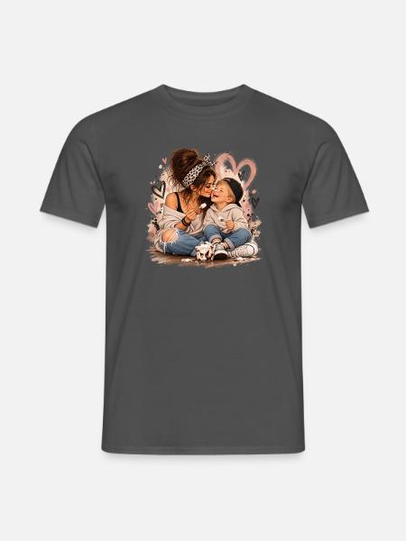 Herzliche Mutter Kind Bonding Illustration - Männer T-Shirt - Anthrazit