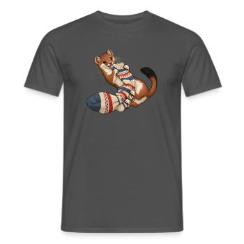 Hermelin ringt mit einer wolligen Socke - Männer T-Shirt - Anthrazit - Vorne - AI Model Male 178 light (178cm)