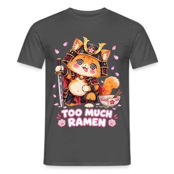 Zu Viel Ramen Lustige Samurai Katze Anime Kawaii - Männer T-Shirt - Anthrazit - Vorne - AI Model Male 178 light (178cm)
