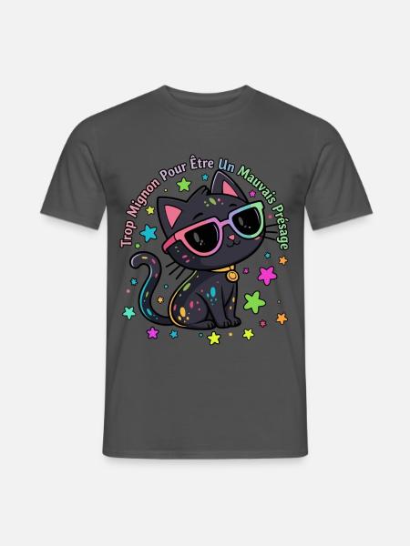 Black Cat Rainbow Chic Lustig - Männer T-Shirt - Anthrazit