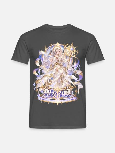Heilige Schimmergöttin mit goldenem Stab - Männer T-Shirt - Anthrazit