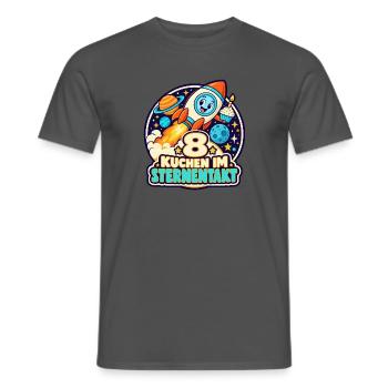 8 Geburtstag – Kuchen im Sternentakt - Männer T-Shirt - Anthrazit - Vorne - AI Model Male 178 light (178cm)
