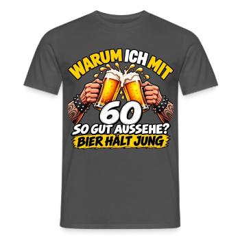60 Jahre – Bier hält jung | Lustiges Biershirt - Männer T-Shirt - Anthrazit - Vorne - AI Model Male 178 light (178cm)